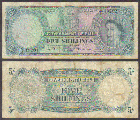 1957 Fiji 5 Shillings L000106